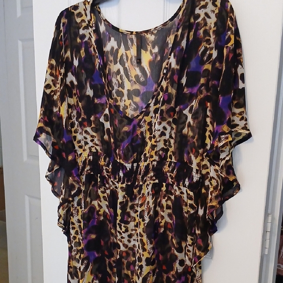 Sheer Leopard V-neck Maxi Cover-up - Picture 6 of 7